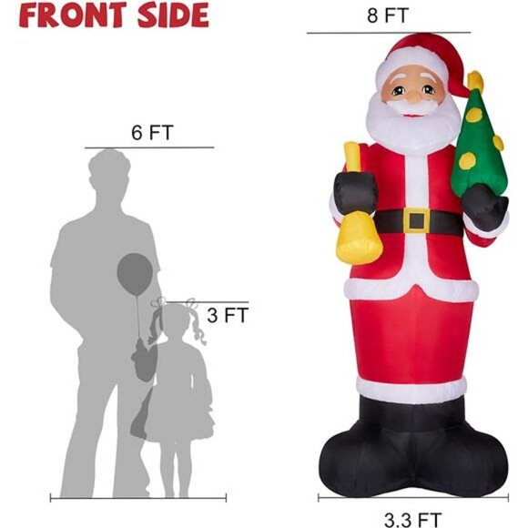 8 FT Inflatable Santa Claus Christmas Decorations with Built-in LED Light - Picture 7 of 7